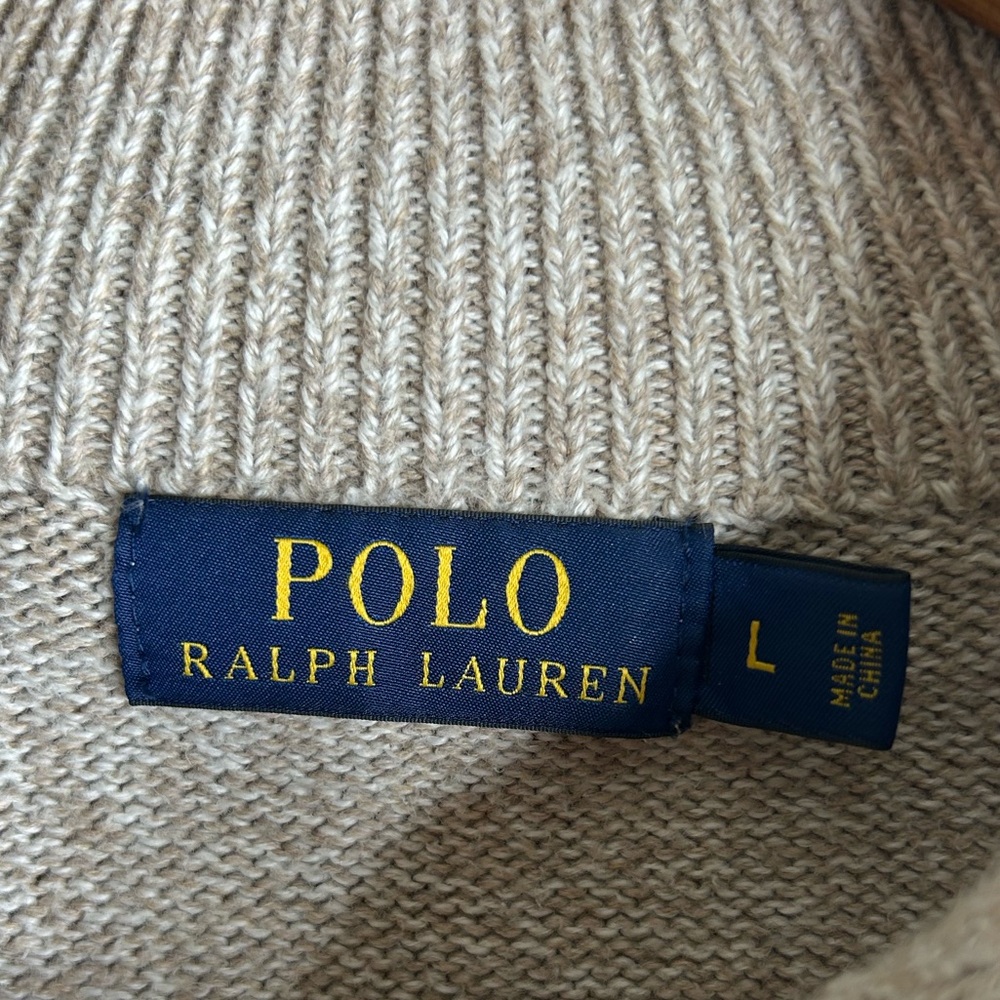 Polo by Ralph Lauren Men's Tan 1/4 Zip-Up Sweater Size Large - Picture 5 of 8